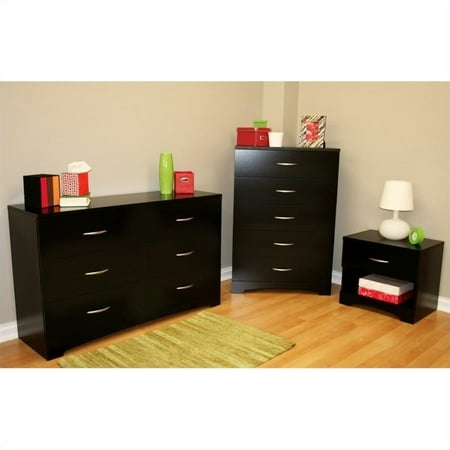 South Shore Maddox Dresser with Chest and Nightstand Set in Pure