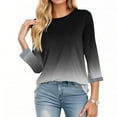 thumbnail image 4 of FNFYFH Womens Plus Size 3/4 Sleeve Tops Gradient Crew Neck T-shirt Loose Fit Summer Tee Tunic Top, 4 of 7