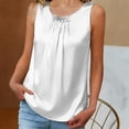 thumbnail image 2 of Duoif Womens Tank Tops, Satin Mock Neck Blouse, Pleated Sleeveless Work Shirts for Women White L, 2 of 4