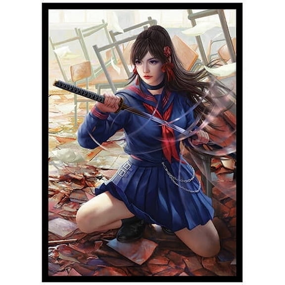 Fantasy North - Yumiko - Classroom Chaos - 100 Smooth Matte TCG Trading Card Sleeves - Fits Magic MTG Commander Pokemon and other Card Games - Playing Card Sleeves