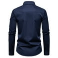 thumbnail image 6 of Mens Dress Shirts Long Sleeve Solid Business Design Stand Collar Formal Shirt Navy S, 6 of 9
