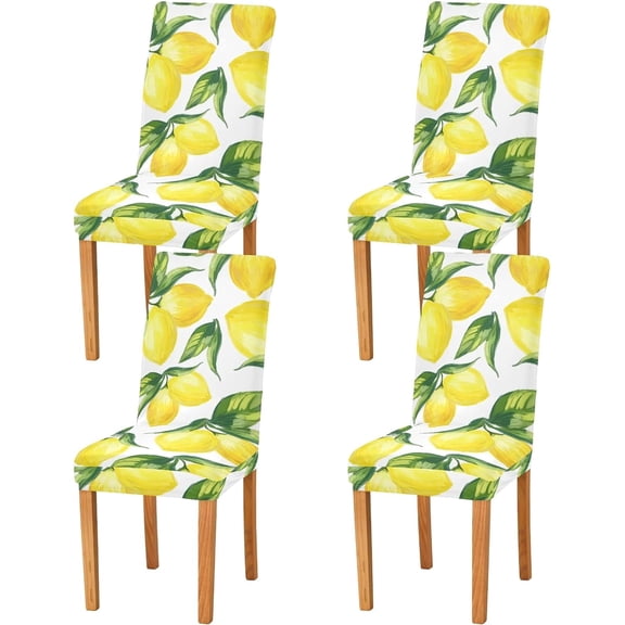 Dining Chair Covers Yellow Lemons Chair Slipcovers Washable Removable Chair Cover Protector for Home, Restaurant, Hotel, Ceremony, Banquet Wedding Party 4PCS