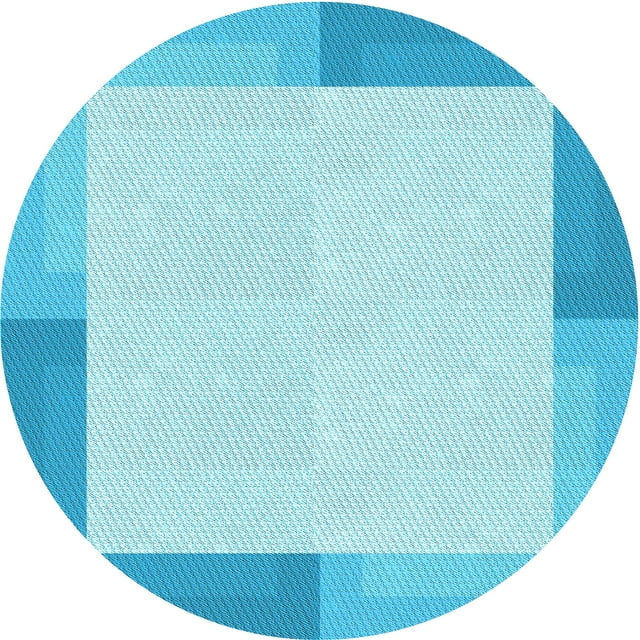 Ahgly Company Machine Washable Indoor Round Transitional Bright Turquoise Blue Area Rugs, 3' Round