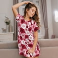 thumbnail image 3 of Sikiie Rose Print Women's Short-sleeved Nightdress, Round Neck Pullover Nightdress Pajamas Summer Home Wear, 3 of 6