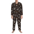 thumbnail image 3 of Sikiie Pirate Skulls Mens Pajama Set, Soft Warm Long Sleeve Sleepwear, Cozy Button-Down Pjs for Men-X-Large, 3 of 7