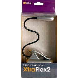 12 Lumens Silver Mighty Bright Xtraflex 2 LED Clip On Book Light with Adjustable Intensity Levels 