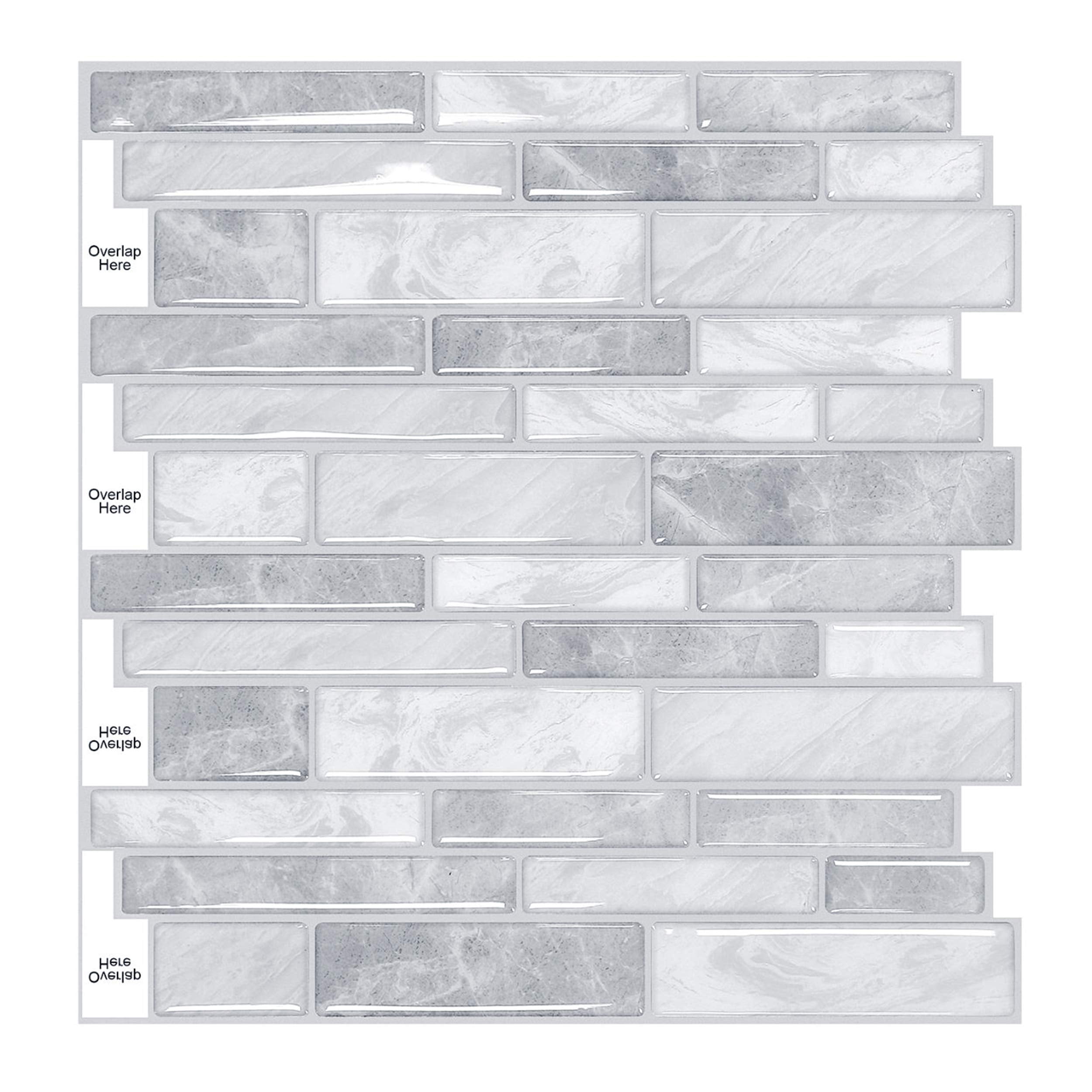 Peel and Stick Backsplash Tiles 10Sheet Pack, 12" x 12" Subway 3D Wall Panels, Easy