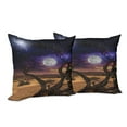 thumbnail image 6 of Ambesonne Moon Throw Pillow Cover 2 Pack, Desert Night Nebula Stars, 18", Caramel Purple, 6 of 6