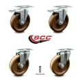 thumbnail image 2 of 5 Inch High Temp Phenolic Wheel Swivel Top Plate Caster Set 2 Total Lock Brakes, 2 of 2