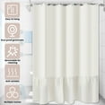 thumbnail image 4 of Dznils Beige Farmhouse Fabric Shower Curtain, Ruffle Bathroom Curtain with 12 Hooks, 72" x 72", 4 of 11