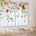 thumbnail image 3 of Watercolor Red Floral Kitchen Curtains Flower Plant Small Short Cafe Window Curtains Rustic Colorful Wildflower Hummingbird Blossom Spring Rod Pocket Tier Window Treatment Drapes (26x36 Inch), 3 of 6