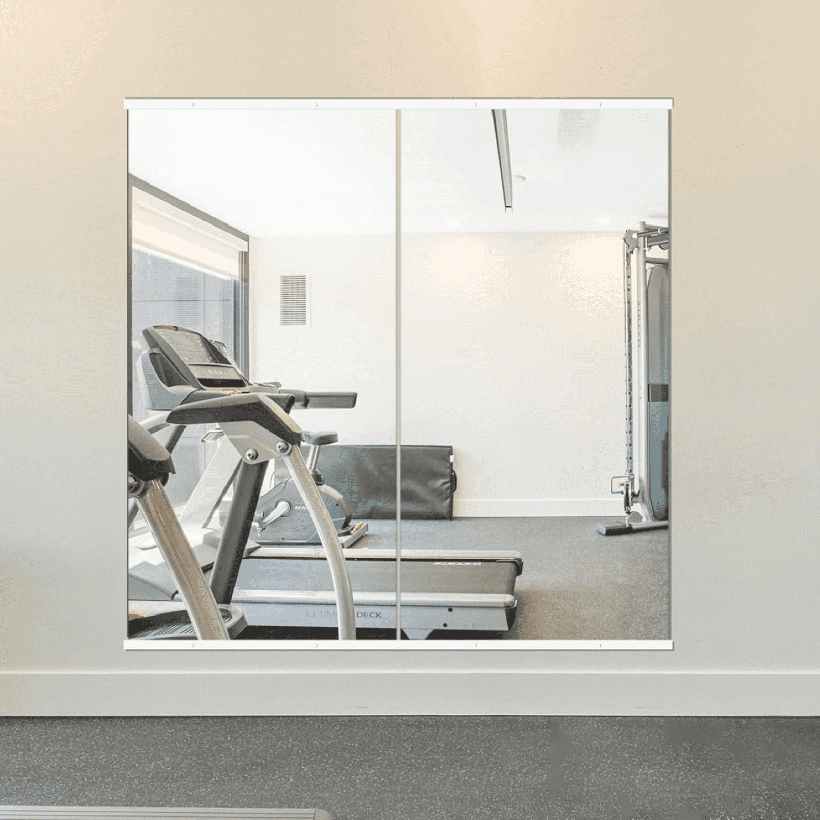 AUROMIR 24"x 48"-2PCS Home Gym Wall Mirror Frameless Tempered Glass Full Length Yoga Mirror