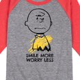 thumbnail image 3 of Peanuts - Smile More Worry Less - Youth Raglan Tee, 3 of 7