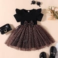 thumbnail image 3 of SUCS Girls Clothing 100% Cotton Short Sleeve Splicing Leopard Print Mesh Bowknot Girls Dress, 3 of 8