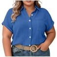 thumbnail image 3 of Posijego Plus Size Tops for Women Button down Shirts Short Sleeve Collared Shirt Summer Casual Dressy Work Blouses, 3 of 6