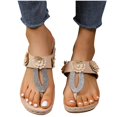 thumbnail image 7 of Beach Sandals for Woman, Xunlbb Women's Fashion Casual Summer New Style Solid Color Fish Mouth Wedge Heel Fashionable Bright Diamond Flower Line Beach Flip Flops Sandals(Beige,Size:38), 7 of 7