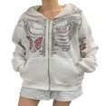 thumbnail image 1 of Skeleton Hoodies Femmes Hommes Strass Sweat-Shirt Imprimé Graphique Vestes, 1 of 6