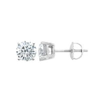(0.15 carat) 14K White Gold Round Diamond Stud Earrings with Screwback in I3-I4 Clarity