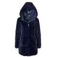 thumbnail image 4 of Womens Winter Coat Reversible Faux Fur Lined Quilted Puffer Jacket - Navy - X-Large, 4 of 7