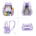 thumbnail image 4 of Soda Candy Large Clear Backpack Heavy Duty Triple Compartments Waterproof PVC Transparent Backpacks See Through Clear Bookbags for Teen Women Men for Stadium Events College Work Festival, Purple, 4 of 9