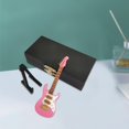 thumbnail image 4 of Guitarra eléctrica de en miniatura 10 cm modelo en miniatura adornos colección de instrumentos musicales con soporte y contenedor juguetes de Rosado Hugo Decoraciones de instrumentos, 4 of 6
