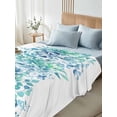 thumbnail image 5 of Teal Blue Eucalyptus Leaves Flat Sheet Only Twin Size, Soft Breathable Bed Top Sheets for Mattress, Spring Summer Botanical Floral Luxury Bedding Flat Sheets for Home Hotel Bedroom Bed Protection, 5 of 9