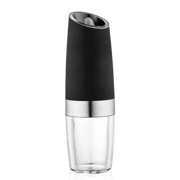 Wovilon Gravity Electric Pepper and Salt Grinder Set, Adjustable Coarseness, Battery Powered with Led Light, One Hand Automatic Operation, Stainless Steel Black