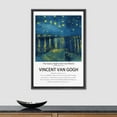 thumbnail image 2 of PixonSign Framed Canvas Print Wall Art Vincent Van Gogh Starry Night Over Rhone Classic Vintage Illustrations Fine Art Decorative Multicolor for Living Room, Bedroom, Office - 16"x24" BLACK, 2 of 5