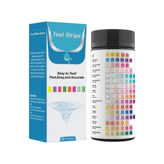 Pool Test Strips 100 Pieces of Drinking Water Quality Testing Strips, Swimming Pool Water Quality Testing Strips, 16 In 1 Hardness, Ph, Total Alkalinity, Iron and Above, Water Quality Tester