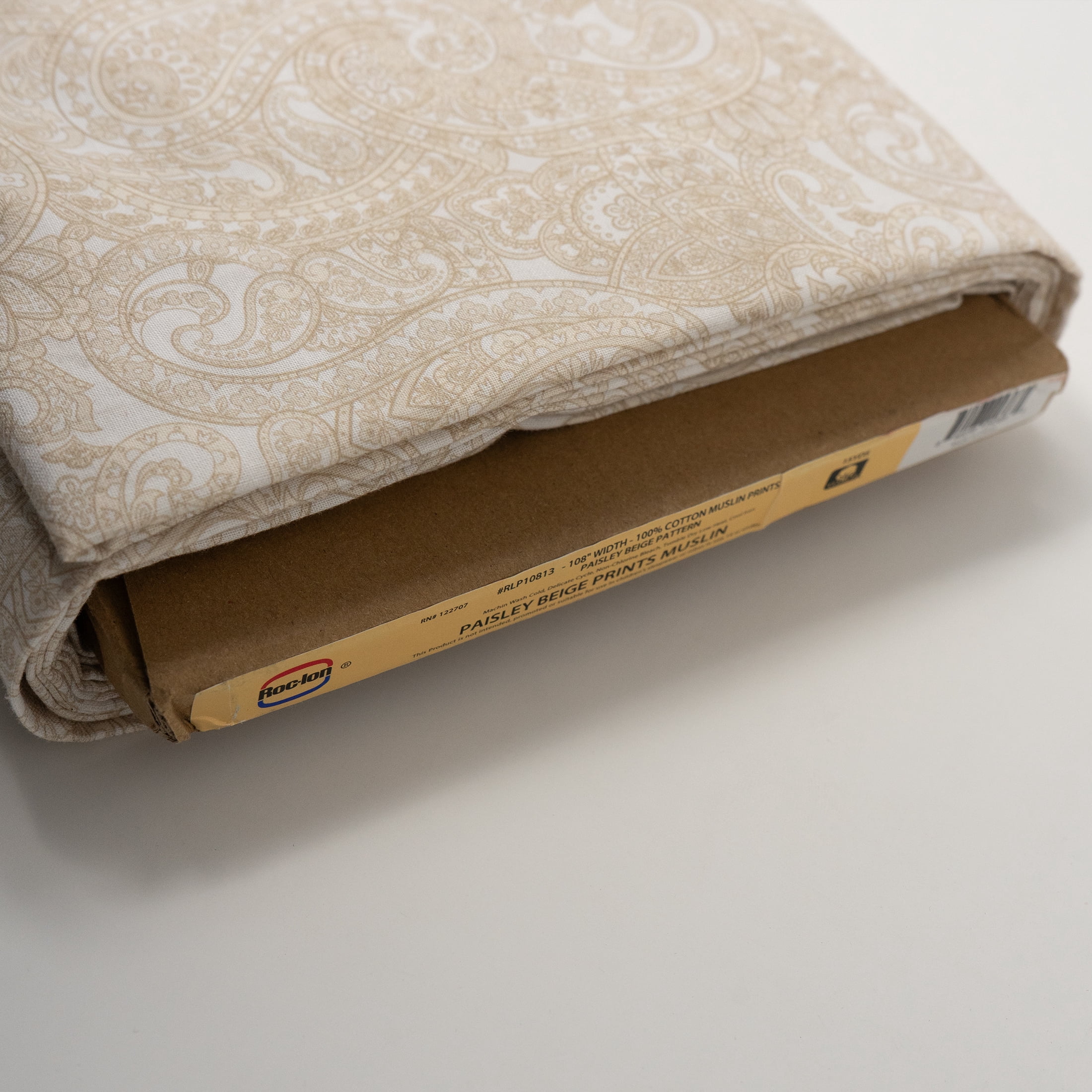 Roc-Lon 100% Cotton, 108" Wide, Quilt Backing, Paisley Beige Pattern, Cut by Yard