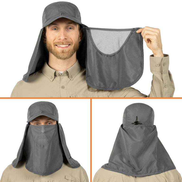 SUN CUBE Fishing Sun Hat with Neck Flap for Men Women UPF 50