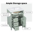 thumbnail image 3 of 24" Bathroom Vanity with Sink,  Free Standing Bathroom Storage Cabinet with 3 Drawers and Adjustable Shelves, Bathroom Vanity Set for Small to Medium Bathrooms, Green, 3 of 9