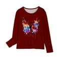 thumbnail image 4 of Odeerbi Kids Girls Fall Winter Basic Layering T-Shirt Cute Print Basic Tees Long Sleeve Shirts Cute Crewneck Tops Dressy Casual Blouses Base Layer Kids Clothes Burgundy, 4 of 5