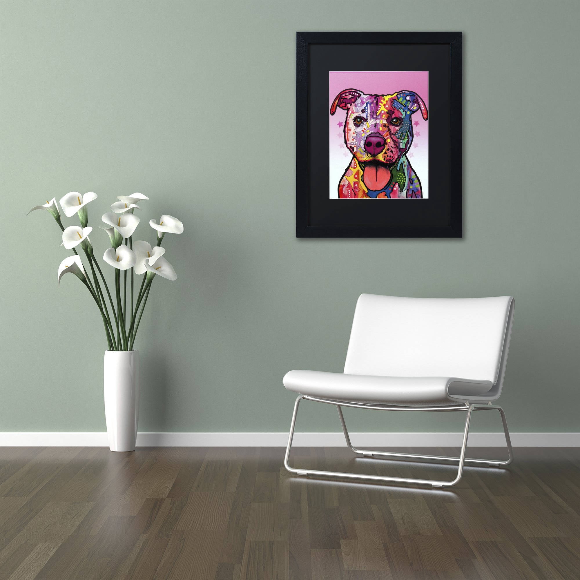 Trademark Fine Art "Cherish The Pitbull" Canvas Art by Dean Russo, Black Matte, Black Frame