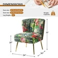 thumbnail image 5 of Upholstered Floral Accent Slipper Chairs Set of 2 Side Dining Chair Wingback Armless Sofa Tufted Back Golden Legs Home Living Room Bedroom Grey, 5 of 8
