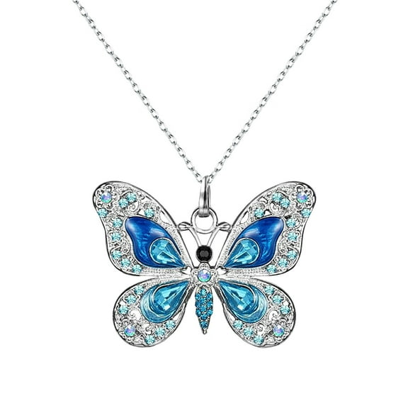 Jewelry Personality Vintage Multicolor Butterfly Necklace for Women Jewelry Gifts Necklaces for Women Alloy Blue