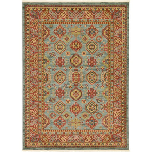 Unique Loom Sahand Tribal Geometric Rug 8' x 11' Rectangle Light Blue/Red