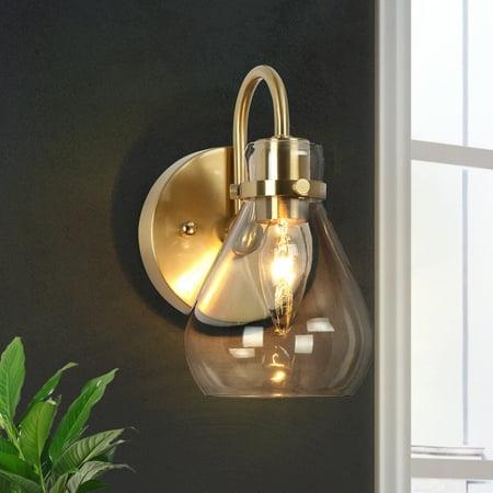 

Nalia Modern Brass1-light Wall Sconces Dimmable French Country Glass Bathroom Vanity Light - L4.7 x W7.5 x H8.5