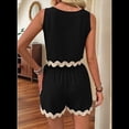 thumbnail image 4 of Conjuntos de Vacaciones de 2 Piezas para Mujer, Conjuntos Casuales, Camisetas Sin Mangas y Pantalones Cortos, Conjunto A Juego, Negro, L, 4 of 6