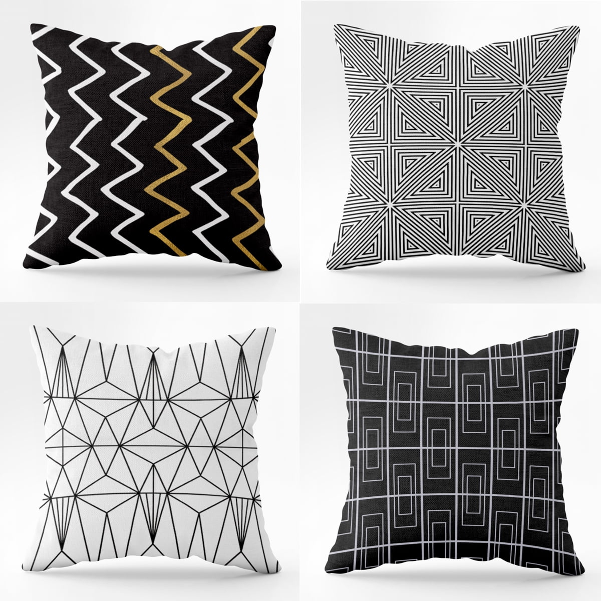 Home Decor Geometry Printing Cotton Linen Pillow Case Office Waist Cushion Cover 