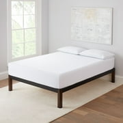 Mainstays King 14 Metal Platform Bed Frame with Wood Slats, Storage Space Under Frame, No Box Spring Required, Black/Wood
