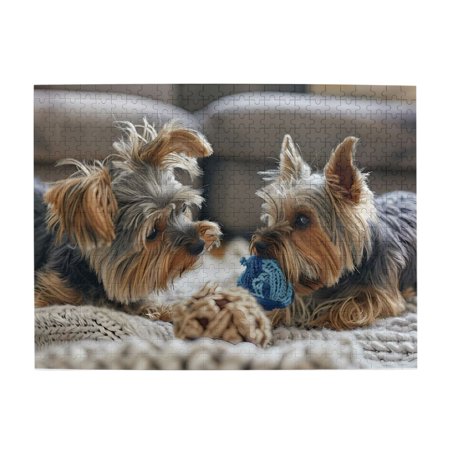 500-Piece Wooden Jigsaw Puzzle for Adults - Yorkies Toys Knitwear Playful   Challenging Family Art Project  Unique Home Wall Decor Gift