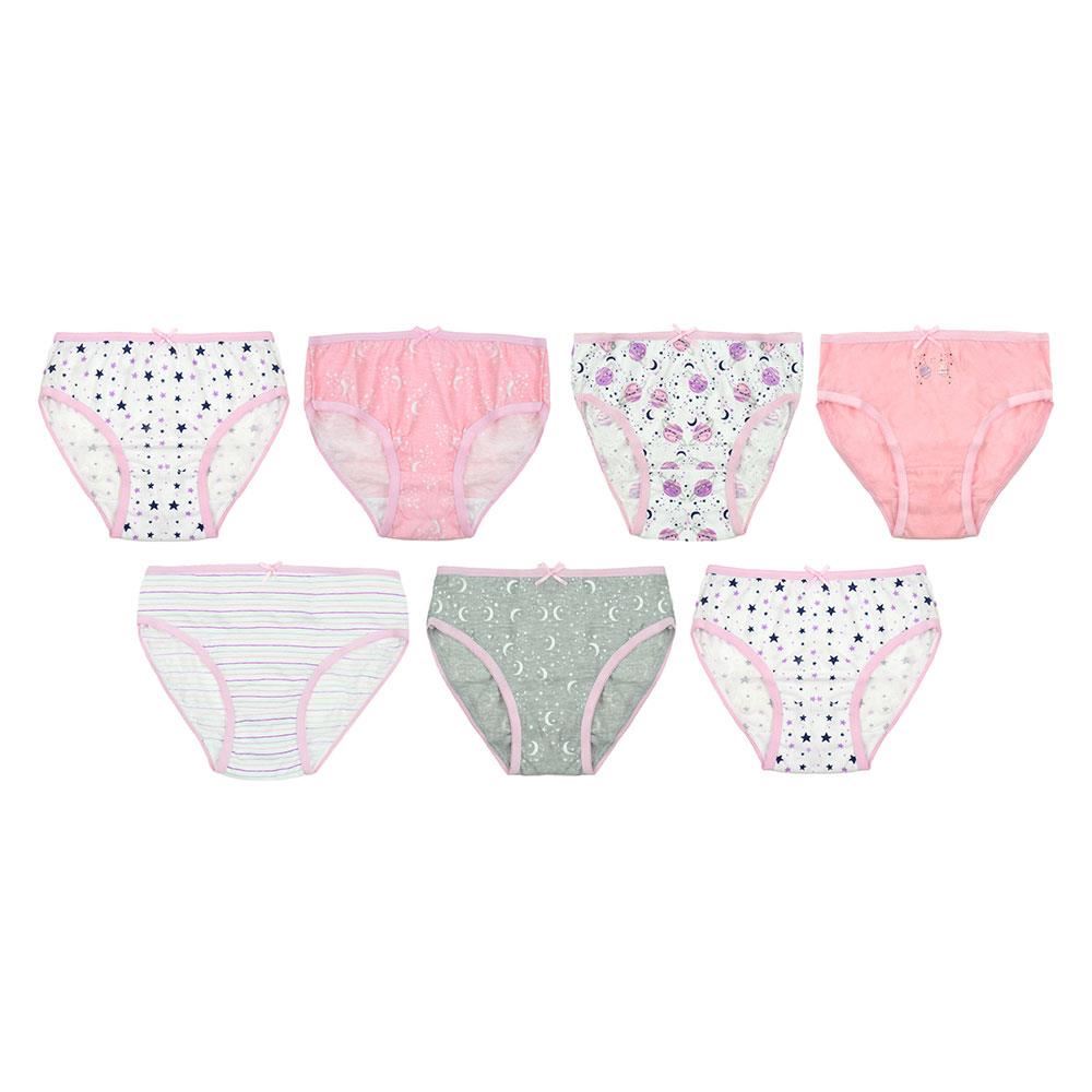 A2Z 4 Kids Briefs Pack Of 7 Moon Stars Galaxy Days Panties Knickers - Girls Briefs AZ1279 Seven Days 2-3