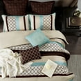 thumbnail image 3 of Nanshing Avalon 8 Piece Trellis Moroccan Print Comforter Set, Aqua/Brown, California King, 3 of 5