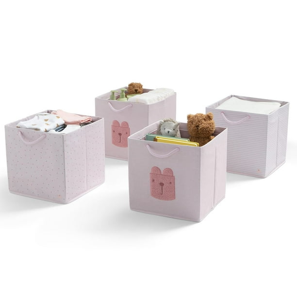Bolsas de almacenamiento Delta Children Brannan Bear, color rosa, 30 x 30 x 30 cm, paquete de 4