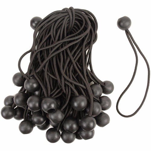 Wideskall Bâche Élastique à Billes 6 Pouces Pouces Robuste avec Sangle d'Attache, Noir (Lot de 30)