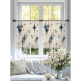 thumbnail image 4 of Colorful Stars Sheer Curtains for Living Room Bedroom, Vintage Blue Khaki Brown Star Shiny Diamonds Linen Texture Light Filtering Sheer Curtains, Rod Pocket Voile Window Drapes, 2 Panels Set 54"x 45", 4 of 7
