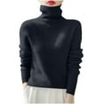 thumbnail image 2 of Sevevn Women's Knitted Sweater Base Shirt Long Sleeved Fashionable Turtleneck Top Black M Great Gifts for Less, 2 of 3