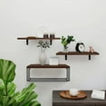 thumbnail image 7 of Floating Shelves, 3 Set Wall Mounted Wood Bathroom Shelves with Wire Storage Basket & Hooks, Farmhouse Floating Shelf Bathroom Accessories for Bedroom, Living Room, Kitchen, Bathroom Decor – Brown, 7 of 7