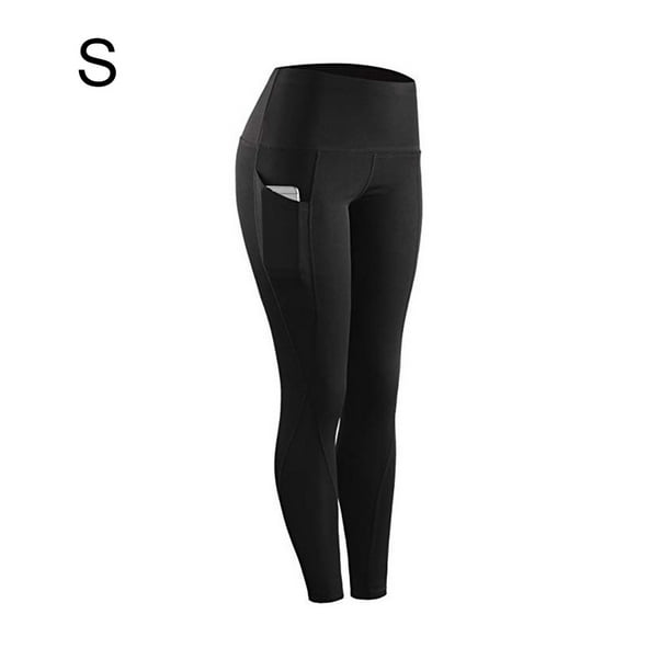 Leggings High Waist Yoga Stretch Pants Fitness Sports Woman Outfits, Black,  S
